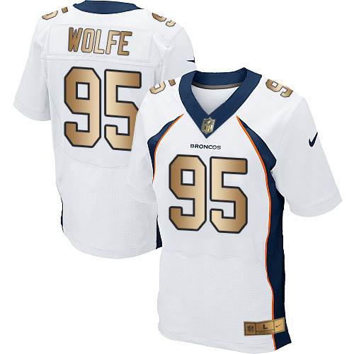 Nike Broncos #95 Derek Wolfe White Men's Stitched NFL New Elite Gold Jersey - Click Image to Close
